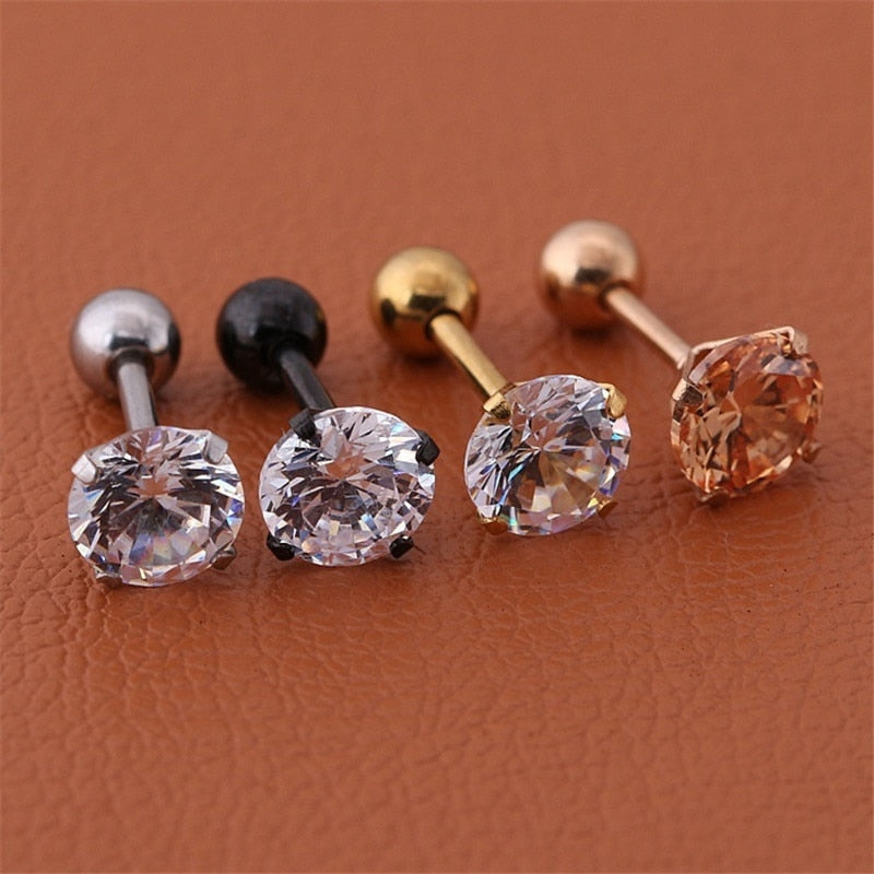 4 Colors Titanium Steel Needle Stud Earrings