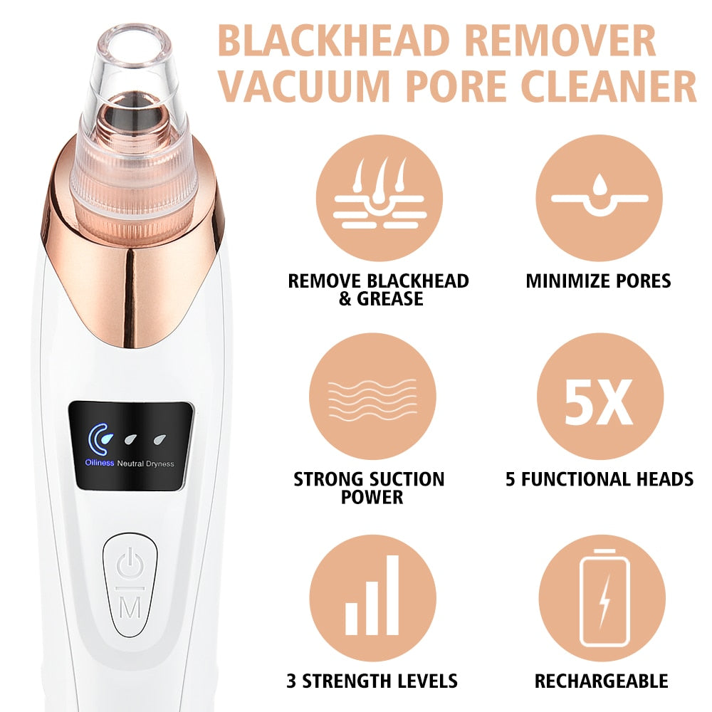 Electric Blackhead Remover Vacuum Acne Cleaner Black Spots Removal Facial Deep Cleansing Pore Cleaner