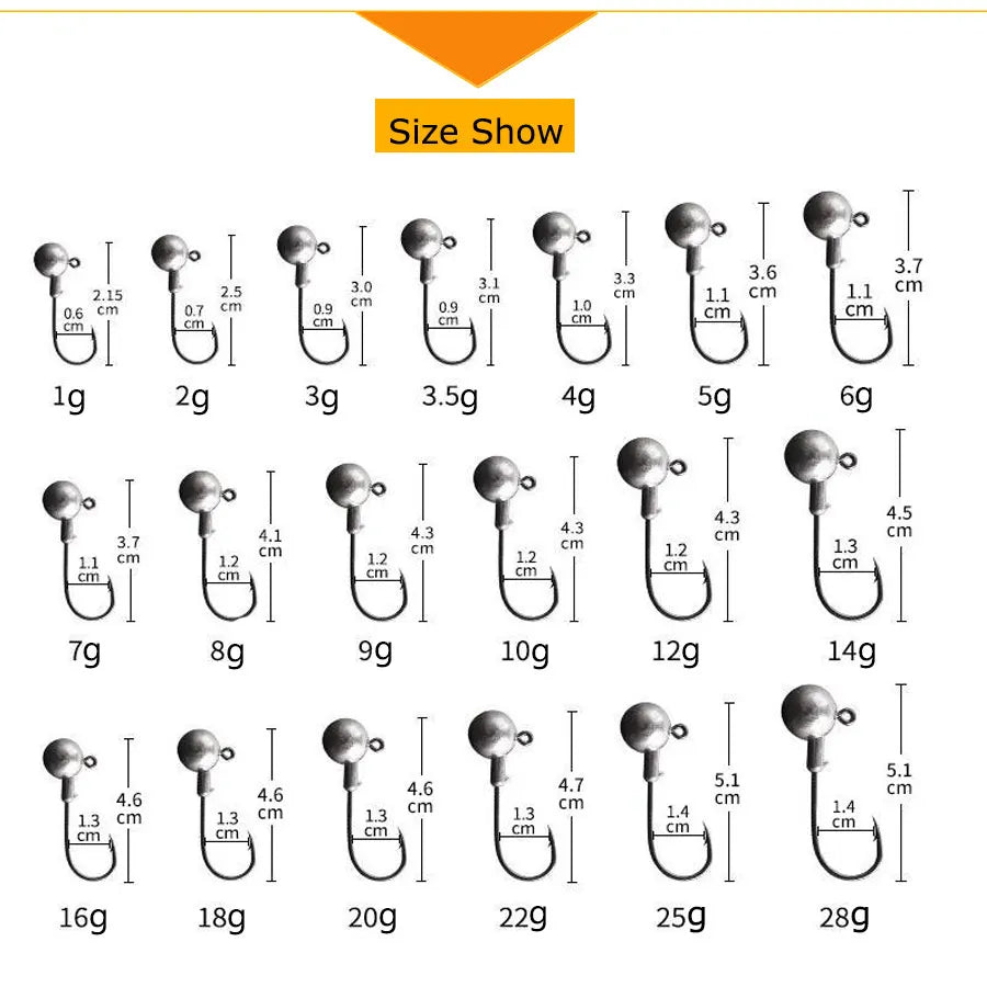 1g 2g 3g 4g 5g 10g 20g 22g 25g 28g crank Jig head hook fishing hook