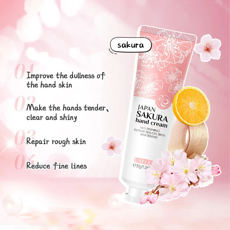 Sakura Hand Cream Moisturizing Anti-chapping Soften Skin Whitening  Winter Anti-crack Skin Care