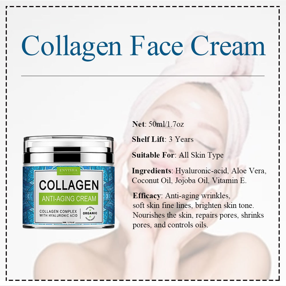 Face Cream Collagen Hyaluronic Acid Skin Care Anti-Wrinkle Moisturizing Anti-Aging Shrink Pores Whitening