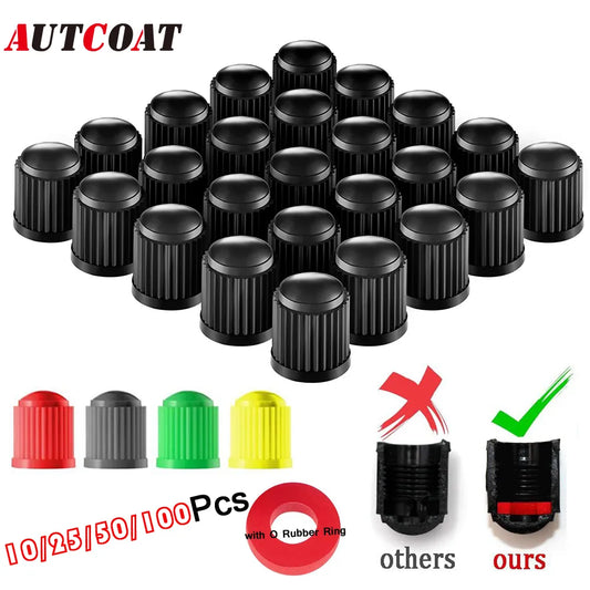 AUTCOAT Tire Stem Valve Caps, with O Rubber Ring, Universal Stem Covers