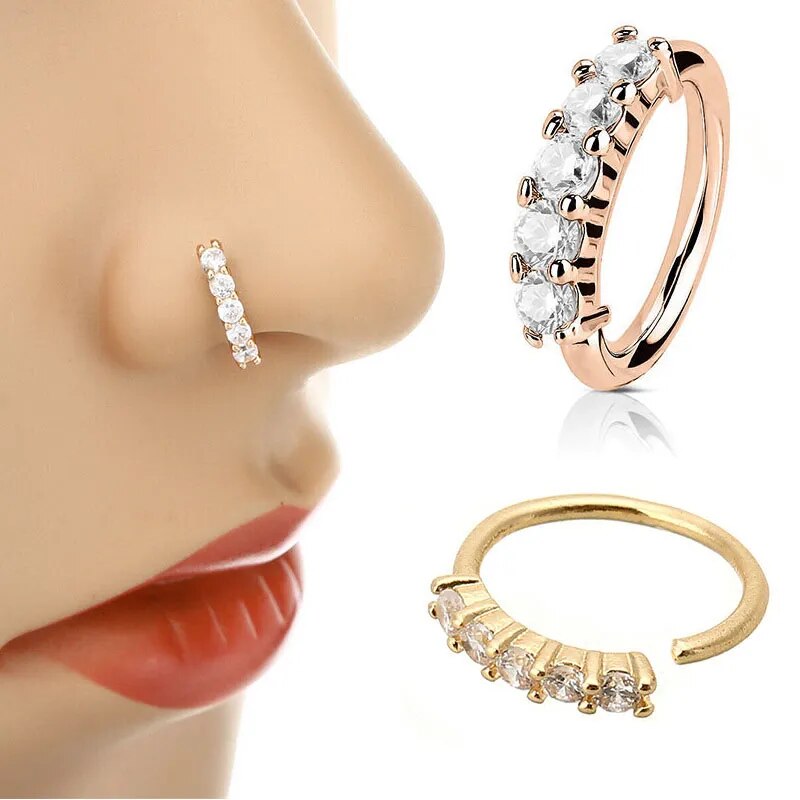 Cubic Zirconia 1PC Nose Rings Silver Color/Gold Color/Rose Gold Color