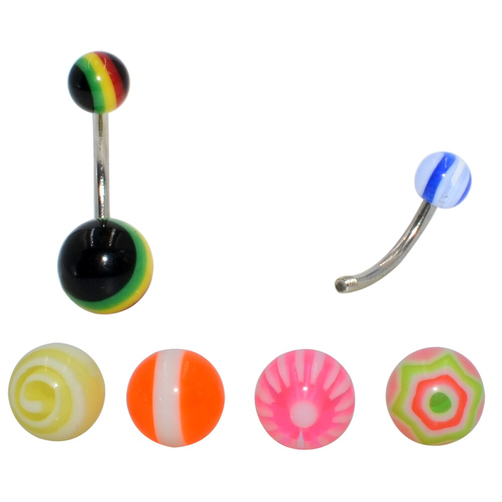 316L Surgical Steel Bar with Acrylic Ball Tongue Piercing