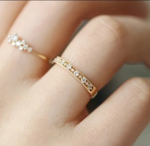 Elegant Dainty Rings For Women Romantic Ring Shiny Gold Color