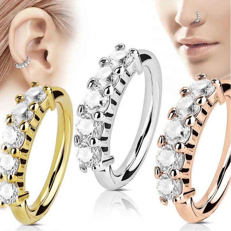 Cubic Zirconia 1PC Nose Rings Silver Color/Gold Color/Rose Gold Color