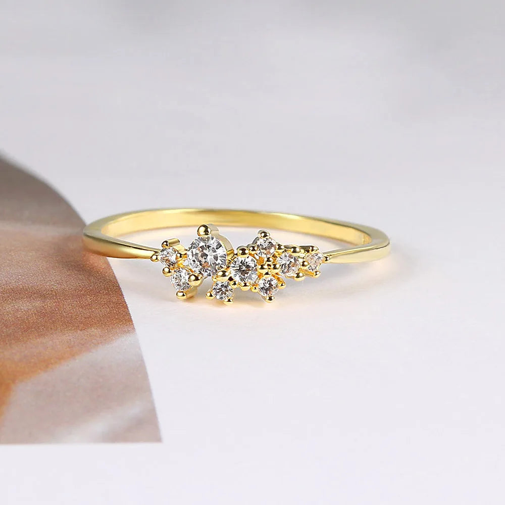 Elegant Dainty Rings For Women Romantic Ring Shiny Gold Color