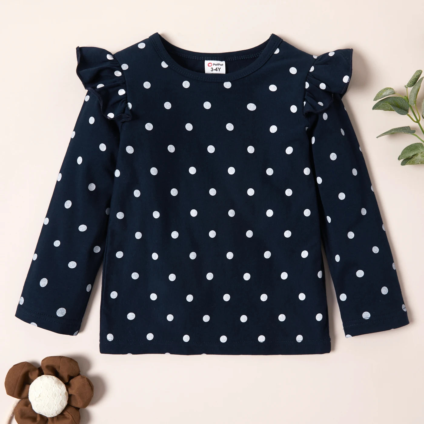 PatPat 3-pack Girls T-shirt  3 pcs Autumn And Spring Floral Dots Long-sleeve