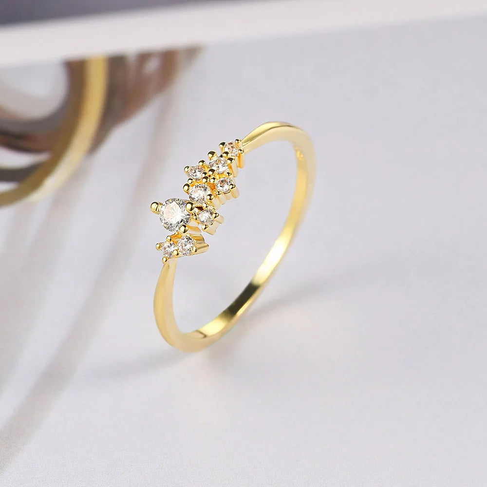 Elegant Dainty Rings For Women Romantic Ring Shiny Gold Color