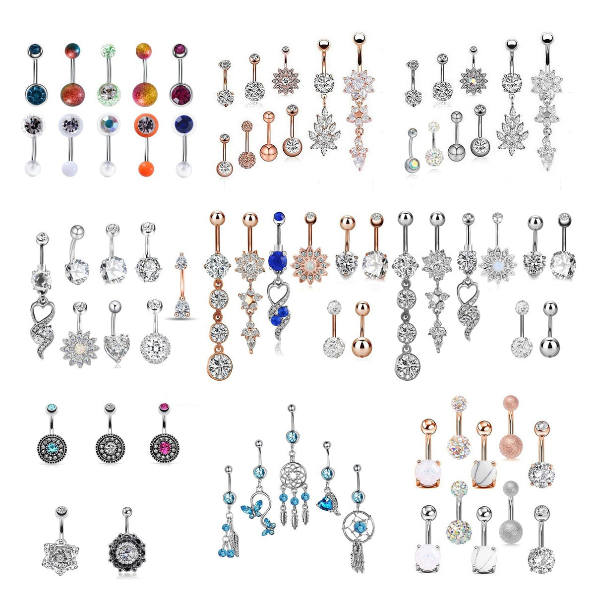 12-pc Set of Dangle Belly Ring Pack