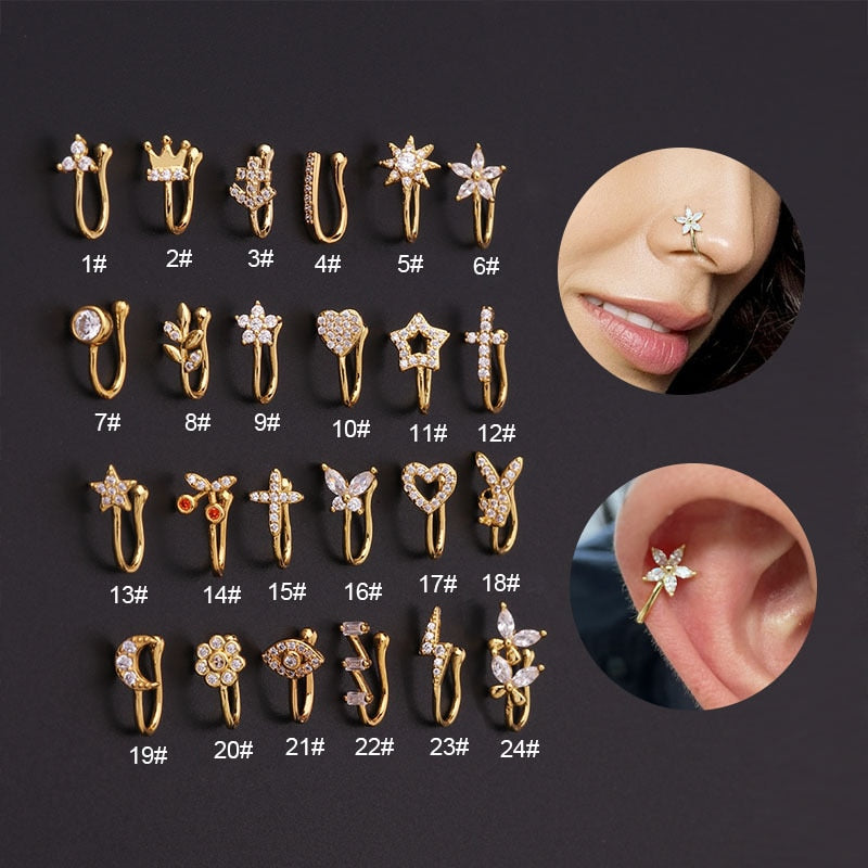 Clip Nose Ring Cuff Body Jewelry