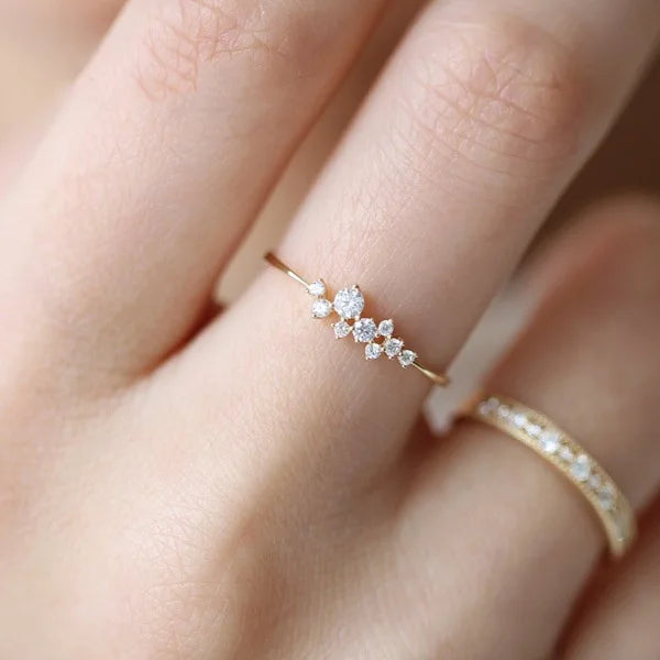 Elegant Dainty Rings For Women Romantic Ring Shiny Gold Color