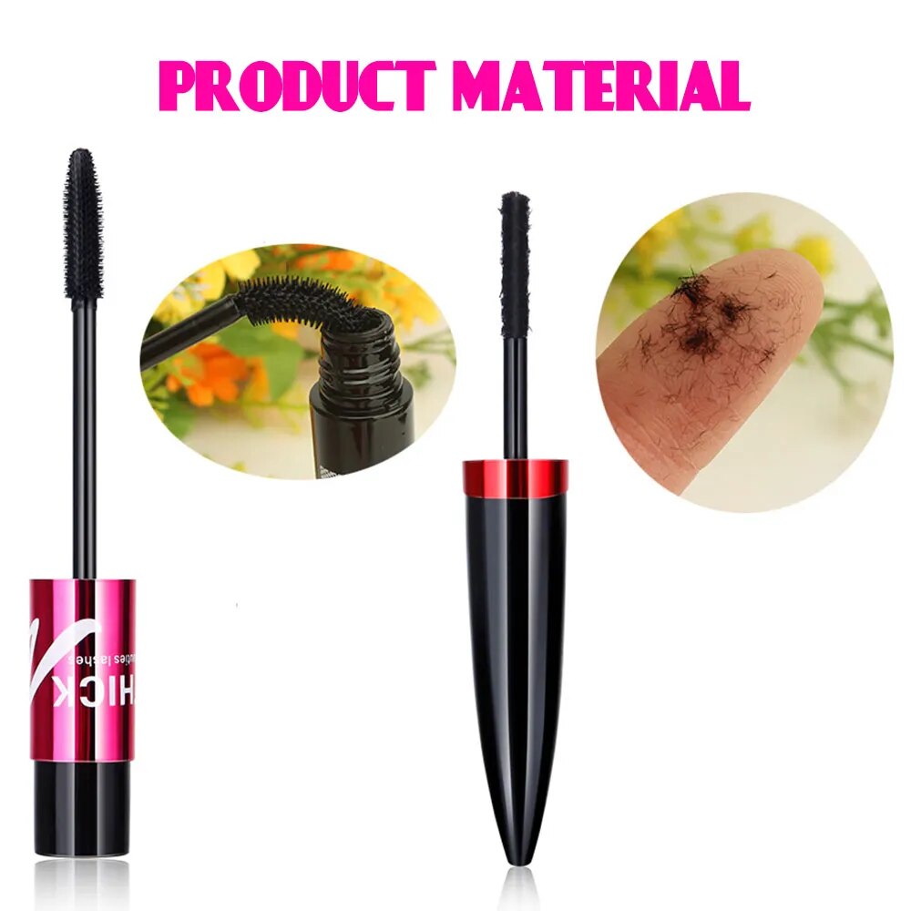 2 in 1 Waterproof Mascara 4d Silk Fiber Eyelash Lengthening Natural Eye Lashes