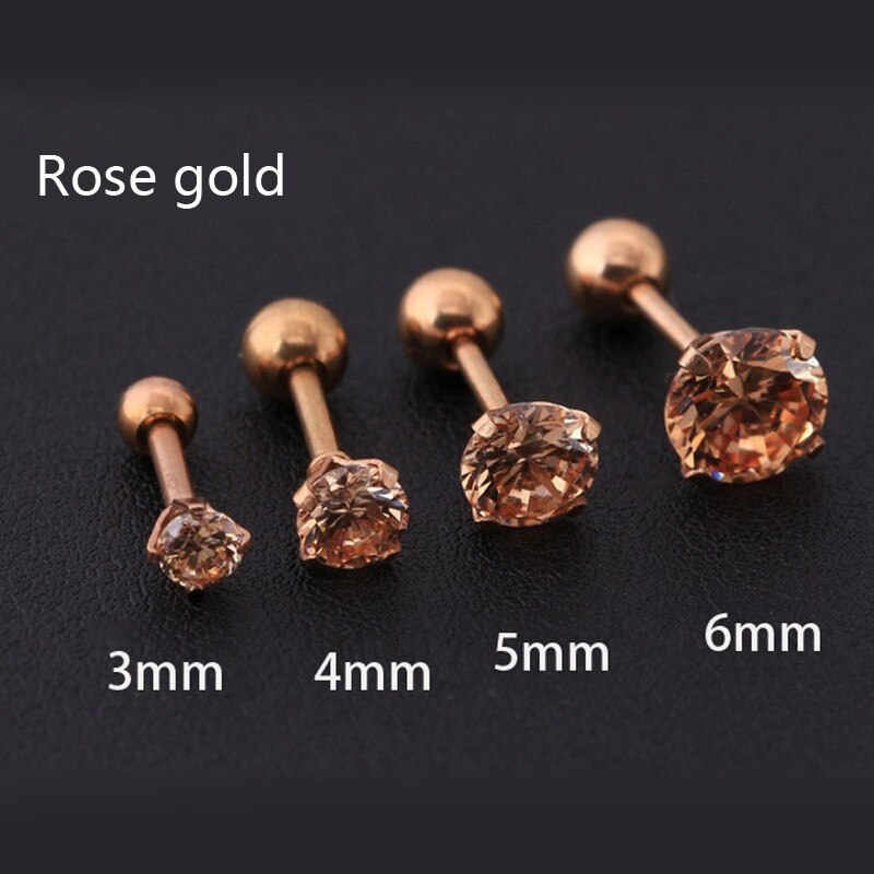 4 Colors Titanium Steel Needle Stud Earrings