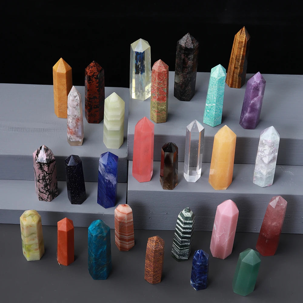 Natural Quartz Point  Hexagonal Prism Energy Pyramid Home Decoration Fung Shue