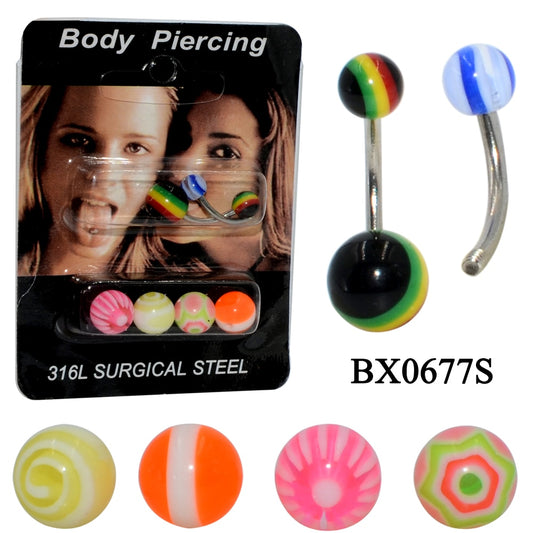 316L Surgical Steel Bar with Acrylic Ball Tongue Piercing