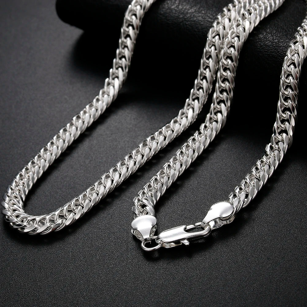 925 sterling Silver 6MM geometric necklace/ bracelet sets for women or men