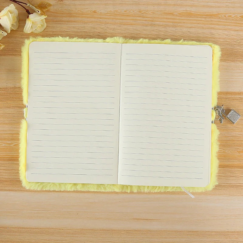 Plush Notebook With Lock Diary A5 Diary Line Paper