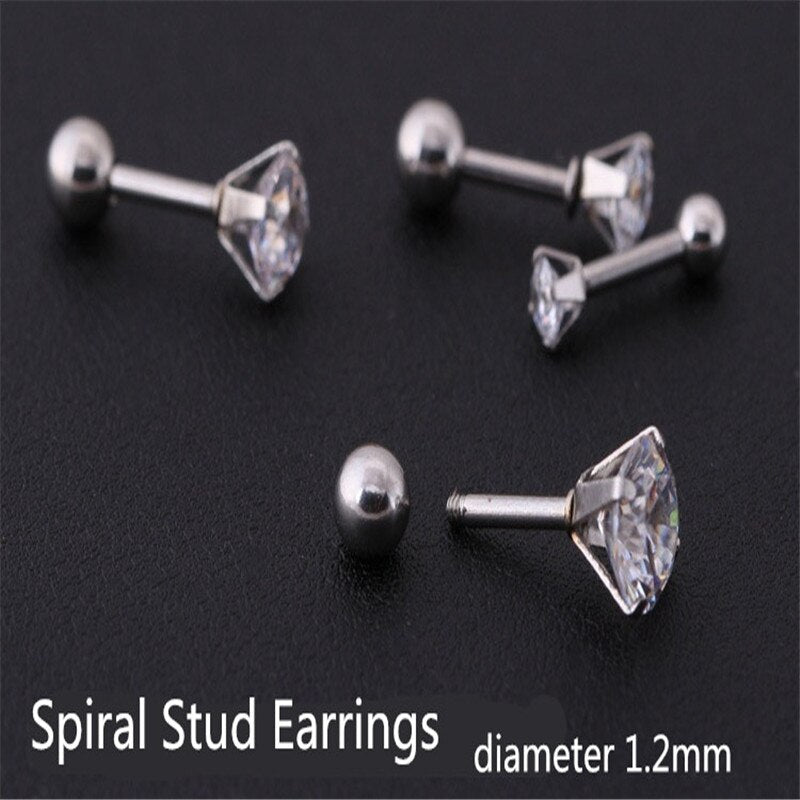 4 Colors Titanium Steel Needle Stud Earrings