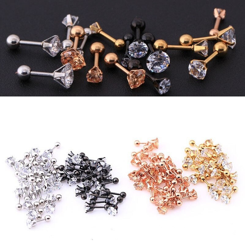 4 Colors Titanium Steel Needle Stud Earrings