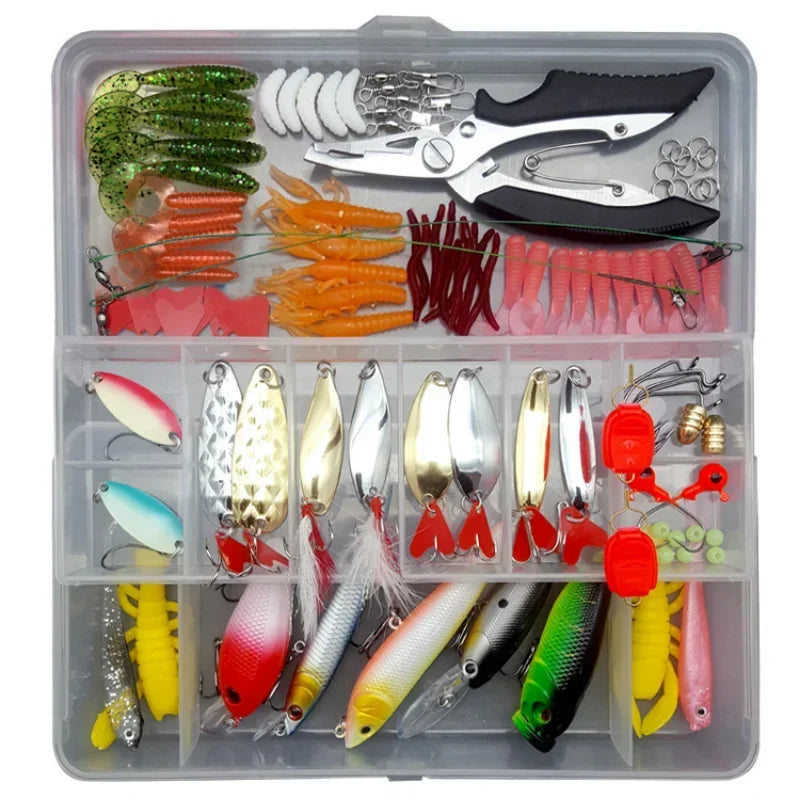 Soft and Hard Bait Gear Layer Minnow Metal Jig Spoon For Bass Pike Crank Tackle Accessories with Box