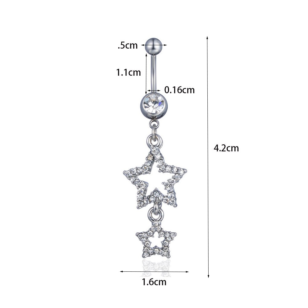 1-pc Stainless Steel Star Belly Button Rings