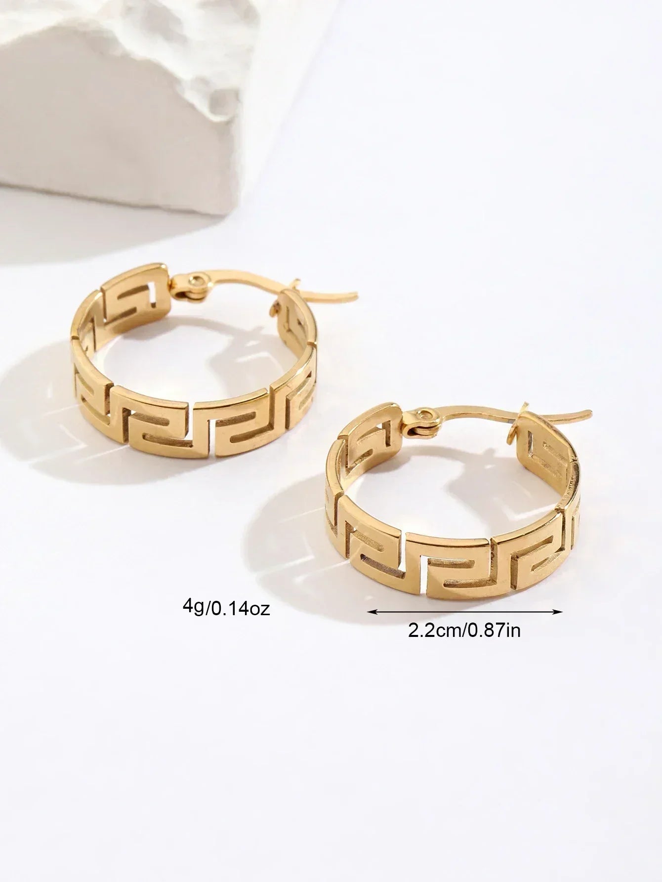 Stainless steel gold-plated women's earrings, fashionable Chinese style