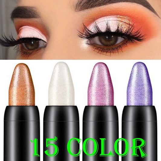 15 Color Highlighter Eye shadow Pencil Waterproof Glitter Matte Nude