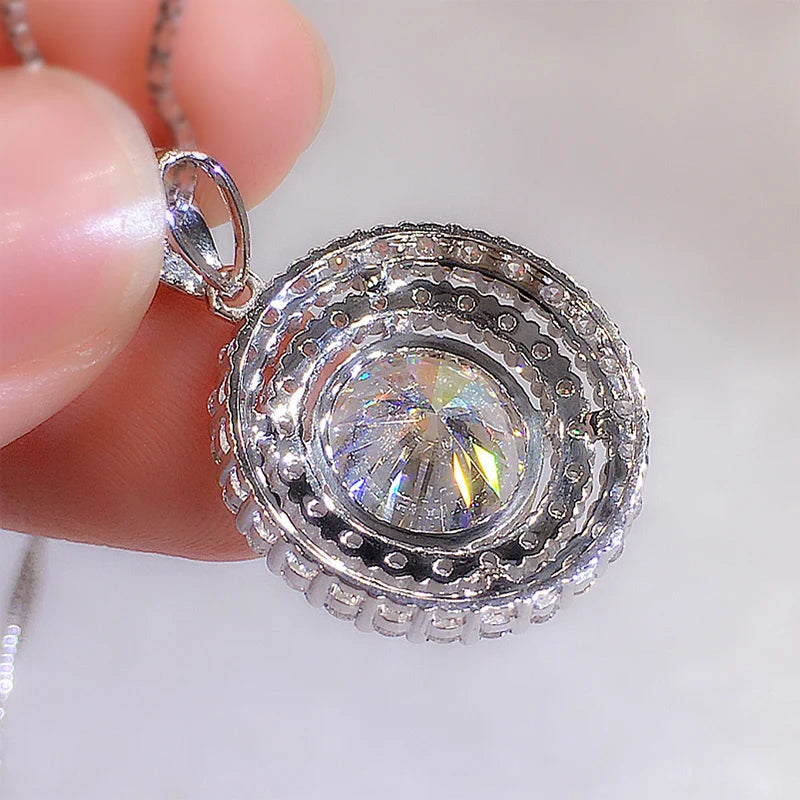 Gorgeous Bridal Wedding Necklace Mosaic AAA Cubic Zirconia Round Pendant Elegant