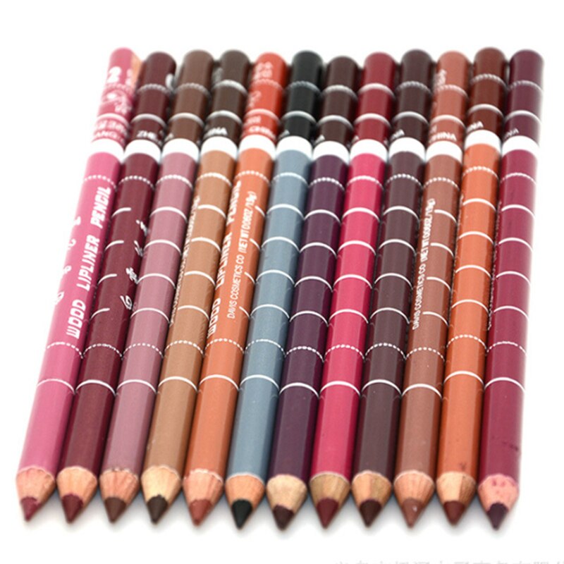 Professional Wood Lip liner, Waterproof, Soft Pencil, Long Lasting, 28 Colors