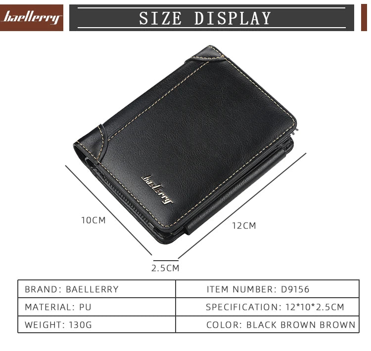 New Leather Mens Wallets High Quality Zipper Short Design Card Holder Vintage Coin Holder