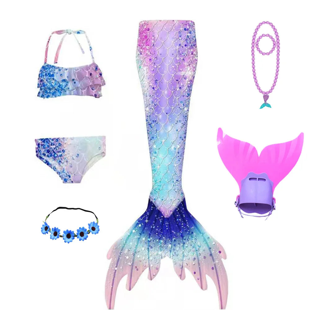 Kids Swimming Mermaid Tails Girls Mermaid Costumes can add Beach Bikini Swimsuit