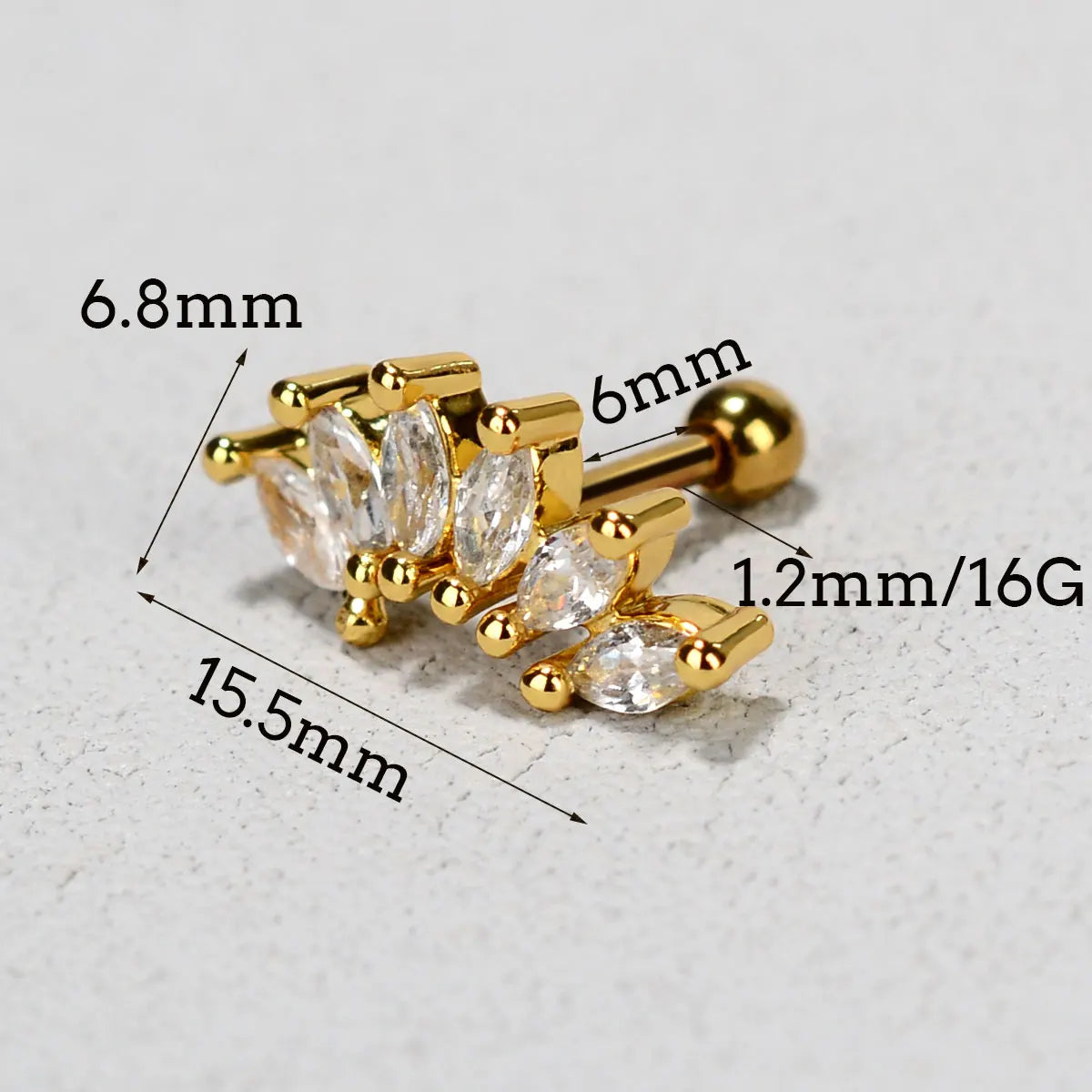 1PC  Flower Leaf Tragus Helix Piercing Studs Earrings Mini Crystal CZ Stainless Steel