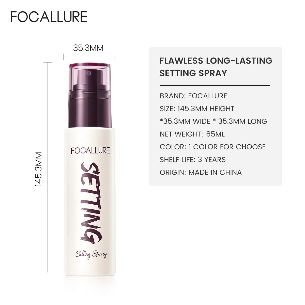 FOCALLURE Moisturizing Lightweight Spray Fixer Lotion Hydrate Oil Control Long-lasting