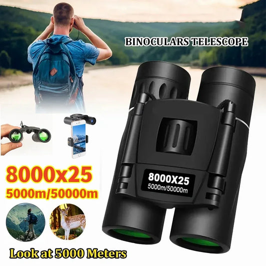 8000x25 HD Powerful Binoculars 5000M Long Range Folding Mini Telescope