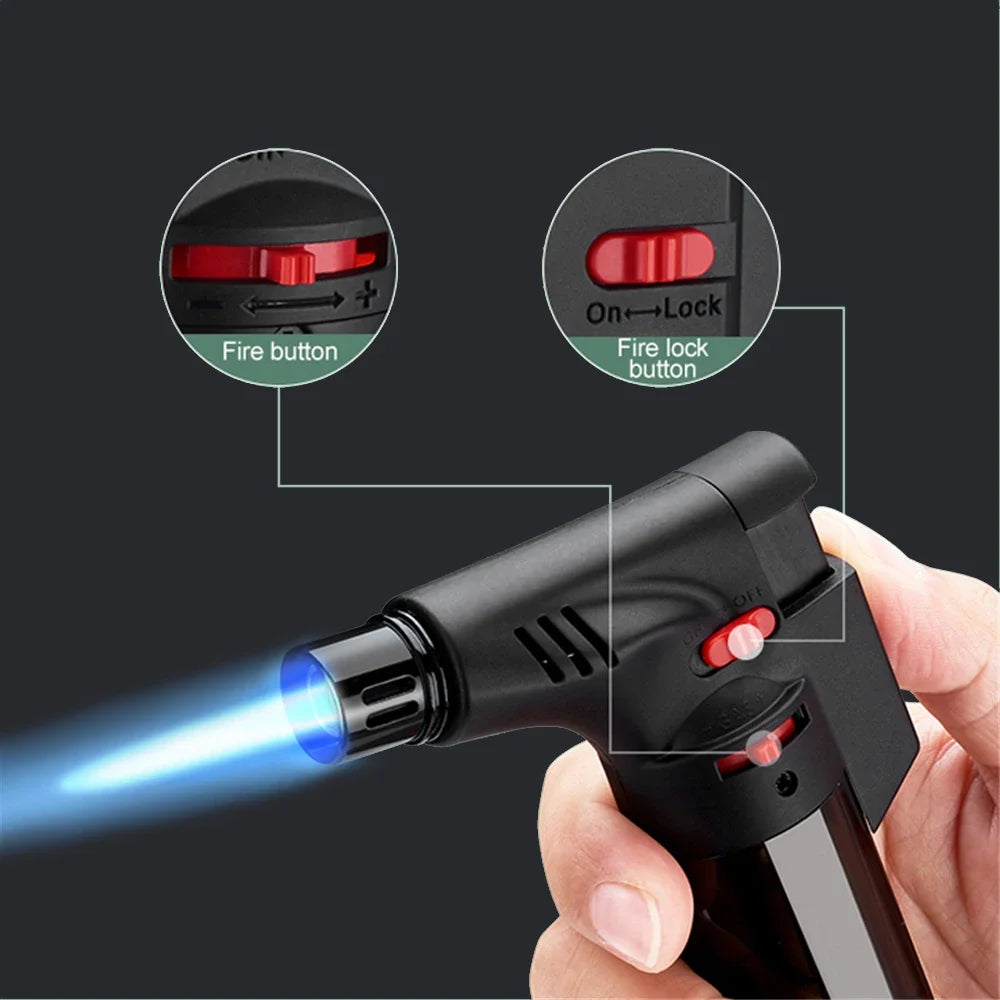 Jet Butane Lighter Refillable Gas Adjustable Flame Gun Lighter Cooking Torch Windproof Cigar Cigarette Lighter