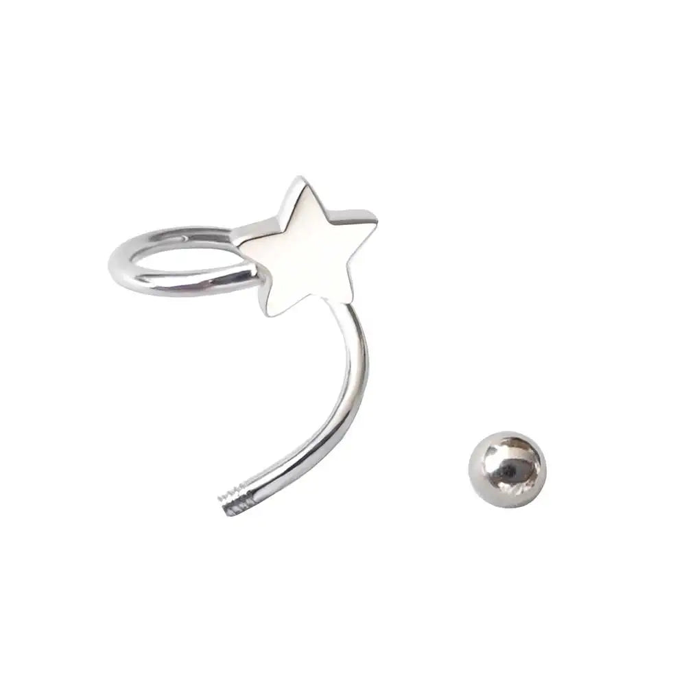 Stainless Steel Piercing Screw Ball Star Ear Bone Rotating Line Adjustable Earrings