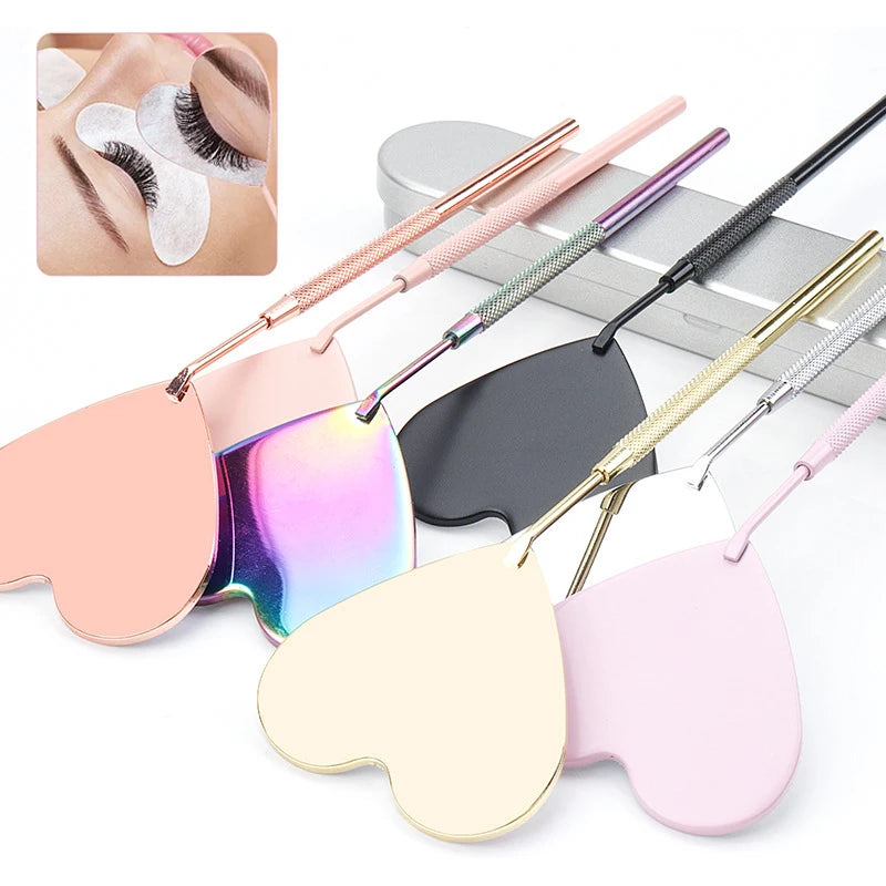 1pc Heart Shape Eyelash Mirror Magnify Long Hand Mirror