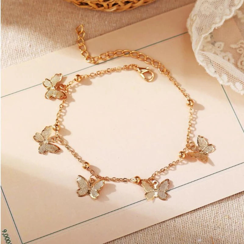 Bohemian Gold Silver Color Butterfly Fashion Anklets