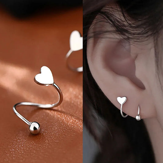 Stainless Steel Piercing Screw Ball Star Ear Bone Rotating Line Adjustable Earrings