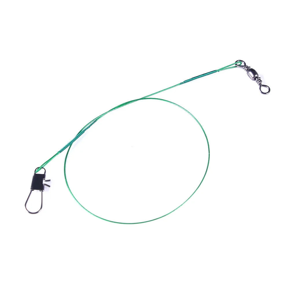 Anti Bite Steel Fishing Line Wire Leader With Swivel Fishing 15cm 20cm 25cm 30cm