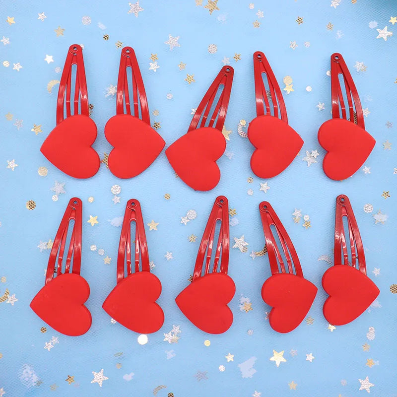 2Pcs/Set Fashion Red Heart Childrens Hair Pins Hair Clips