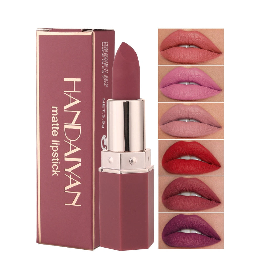 6 Colors Matte Lipstick 24 Hour Wear Waterproof