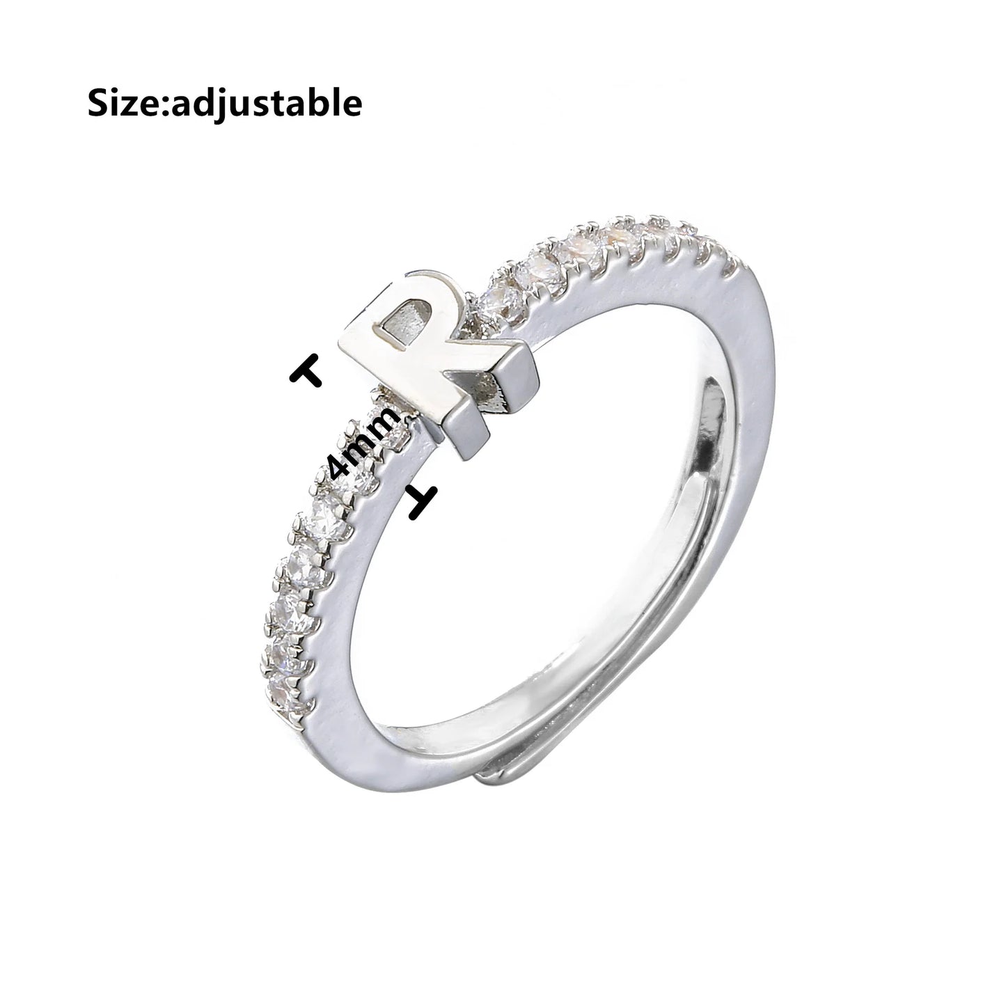 Initials Letter Ring Women Classic Simple Opening Finger Ring