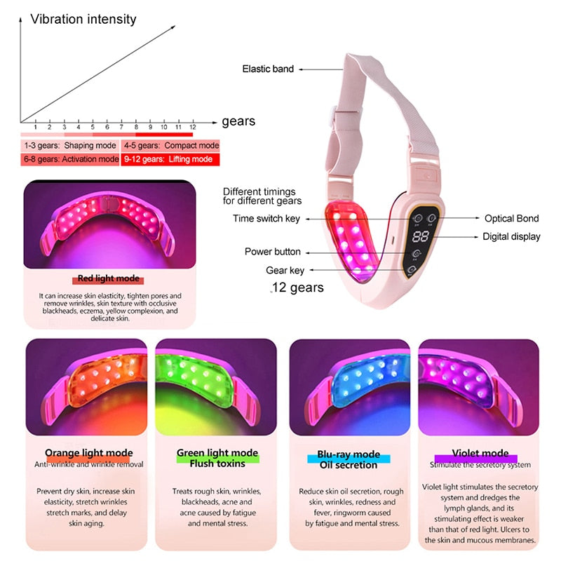 Facial Lifting Device LED Photon Therapy Facial Slimming Vibration Massager