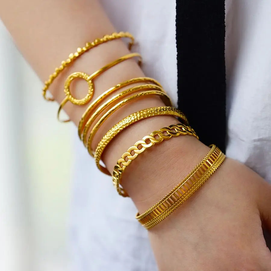 Stainless Steel Bangles Bracelet for Women Luxury Gold Color Cuff