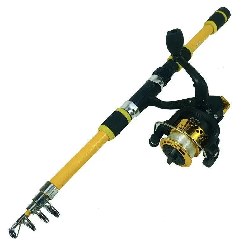 Spinning Fishing Rod and Reel Combo1.8M Telescopic Rod with 5.2:1 3BB Reel Max Drag 5kg Full Fishing Kit