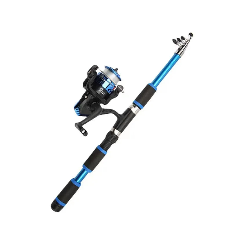 Fishing Pole Set Full Kits With Telescopic Fishing Rod And Spinning