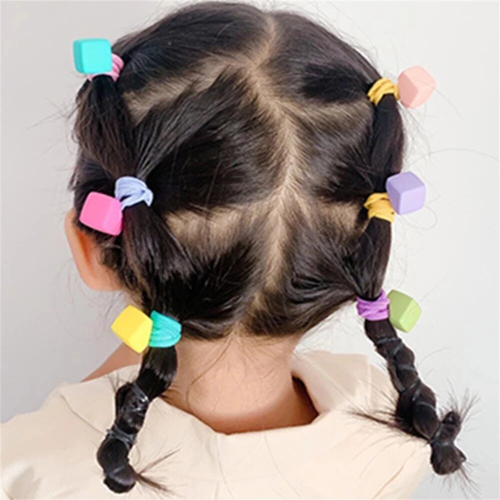 10pcs/Set Cute Heart Shaped Frosted Bead Elastic Hair Bands