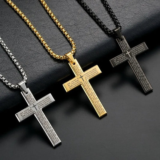 Fashion Cross Chain Pendant Necklace Men Women Metal Geometry Punk Gothic